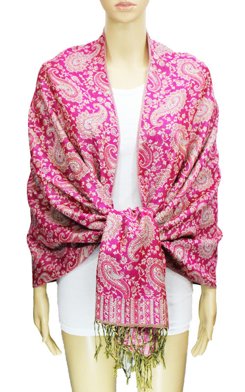 Paisley Pashmina Shawl with Fringe-BH1507