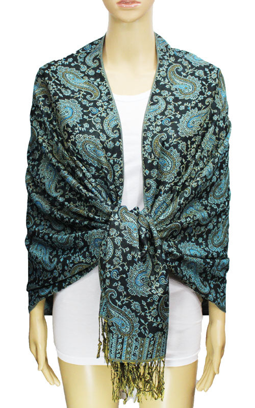 Paisley Pashmina Shawl with Fringe-BH1507