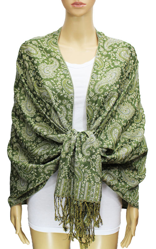 Paisley Pashmina Shawl with Fringe-BH1507