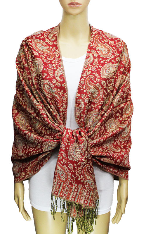 Paisley Pashmina Shawl with Fringe-BH1507