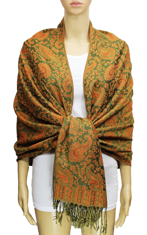 Paisley Pashmina Shawl with Fringe-BH1507