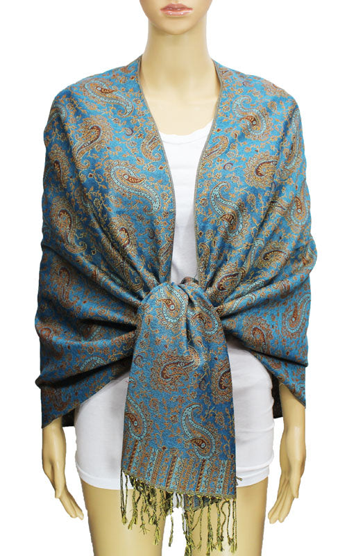 Paisley Pashmina Shawl with Fringe-BH1507