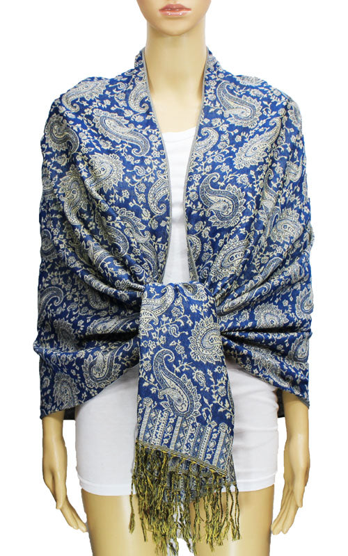 Paisley Pashmina Shawl with Fringe-BH1507
