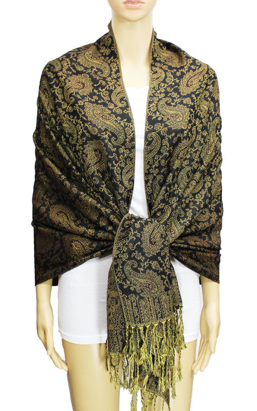 Paisley Pashmina Shawl with Fringe-BH1507