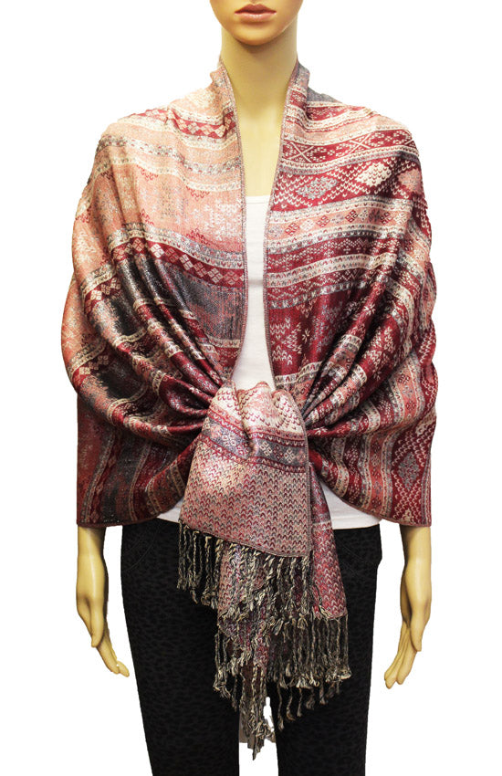 Shimmering Silver Thread Pashmina-BH1805