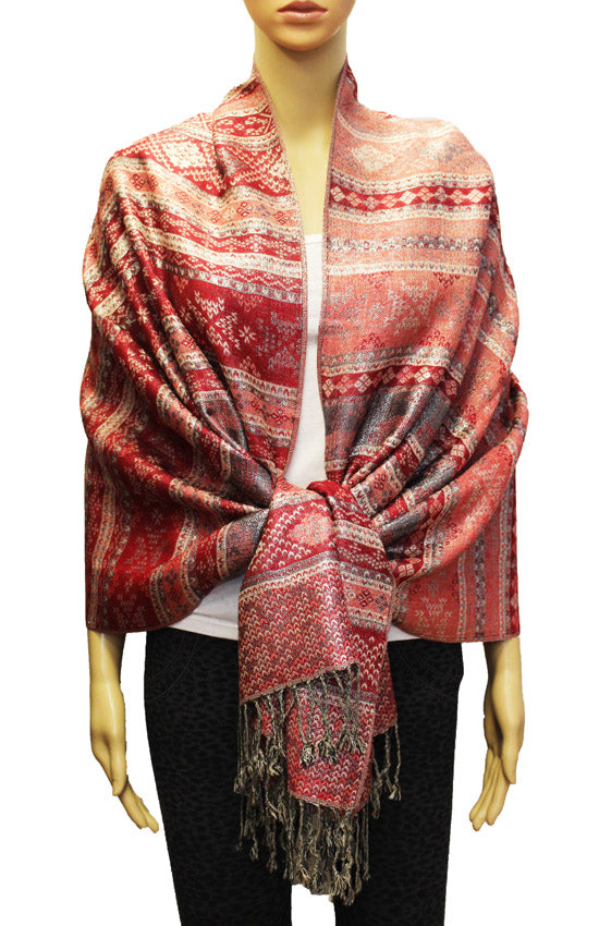 Shimmering Silver Thread Pashmina-BH1805
