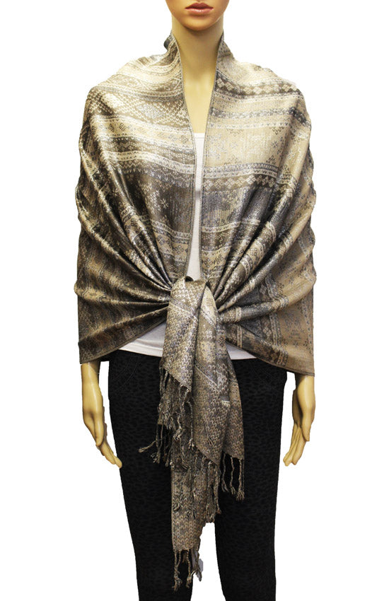 Shimmering Silver Thread Pashmina-BH1805
