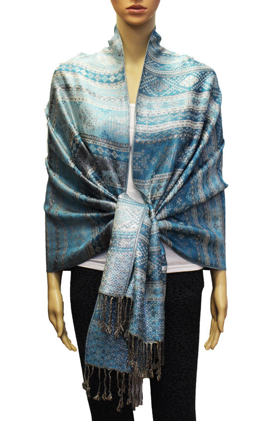 Shimmering Silver Thread Pashmina-BH1805