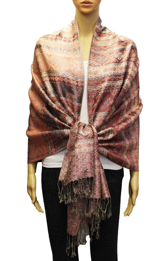 Shimmering Silver Thread Pashmina-BH1805