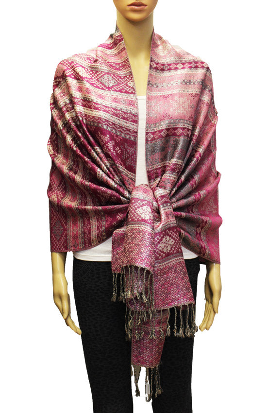Shimmering Silver Thread Pashmina-BH1805