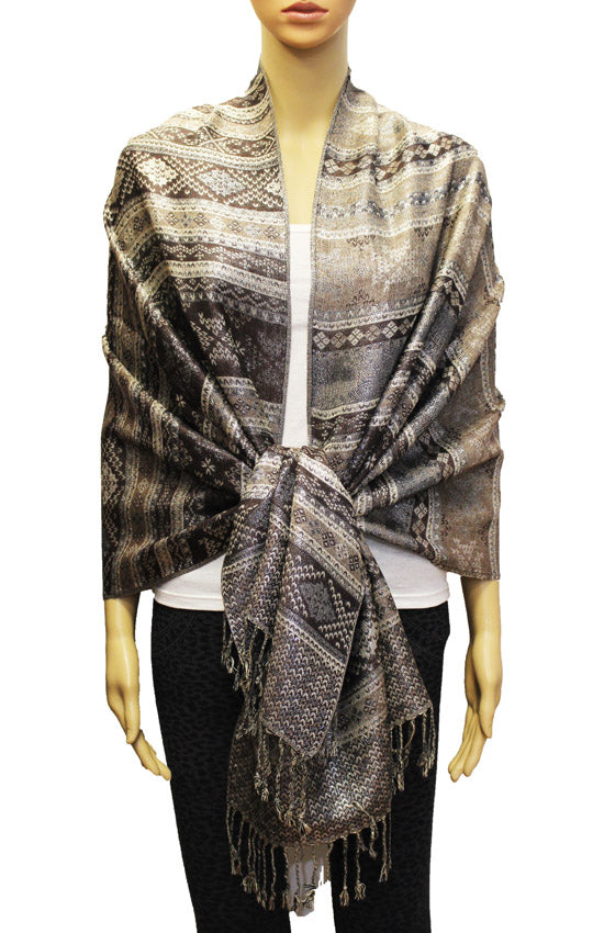 Shimmering Silver Thread Pashmina-BH1805