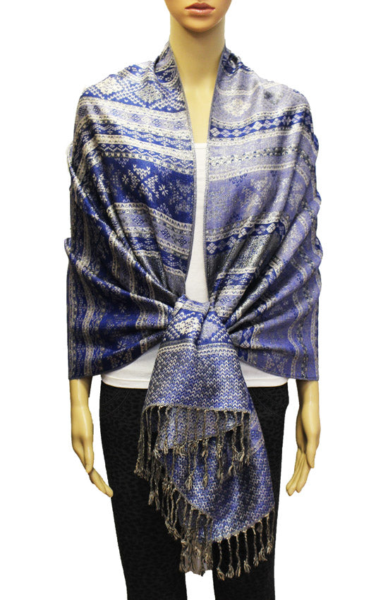 Shimmering Silver Thread Pashmina-BH1805