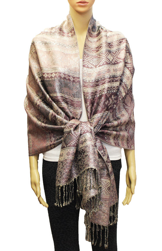 Shimmering Silver Thread Pashmina-BH1805