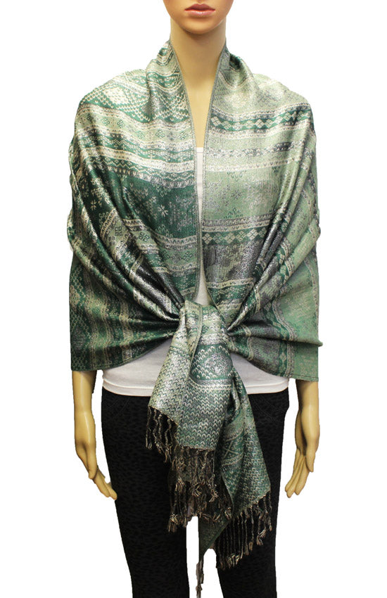 Shimmering Silver Thread Pashmina-BH1805