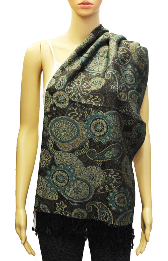 Elegant  Paisley Floral Pashmina Shawl-BH1901
