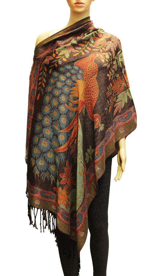 Elegant Peacock Pashmina Shawl-BH1905