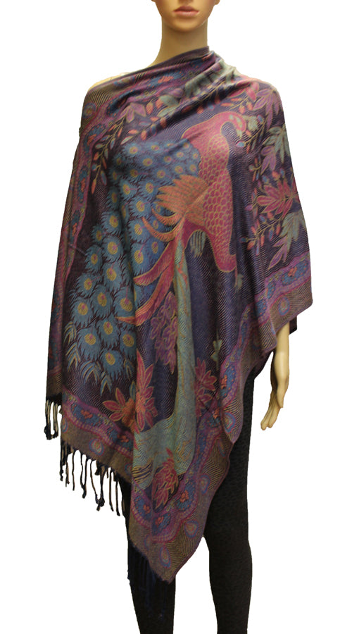 Elegant Peacock Pashmina Shawl-BH1905