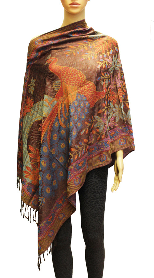 Elegant Peacock Pashmina Shawl-BH1905