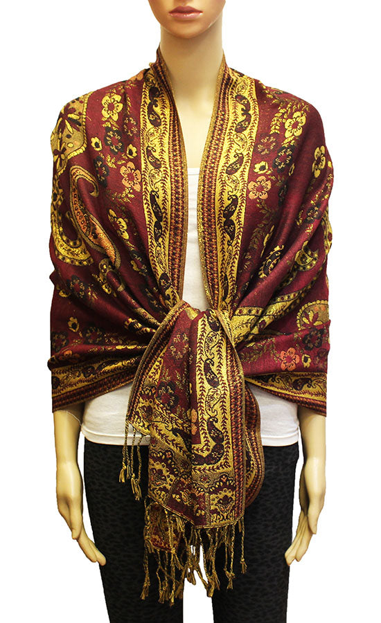 Elegant Shine Gold Paisley ShawlBH1909