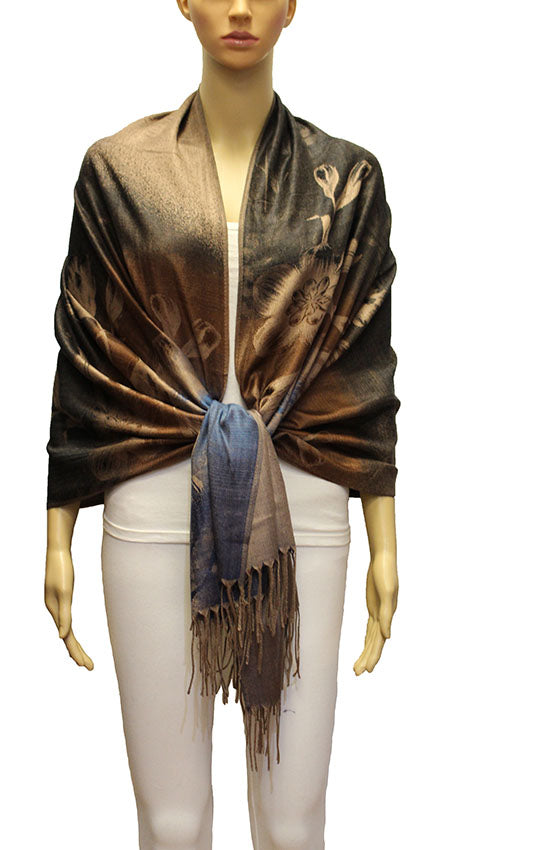 Elegant Floral Gradient Pashmina-BH2102