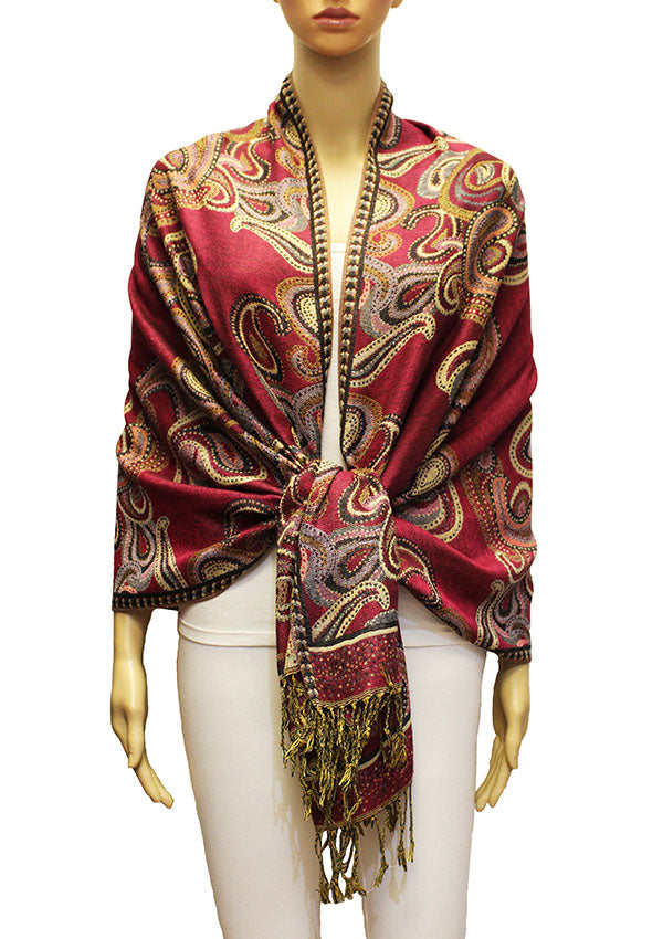 Elegant Paisley Pashmina Shawl-BH2104