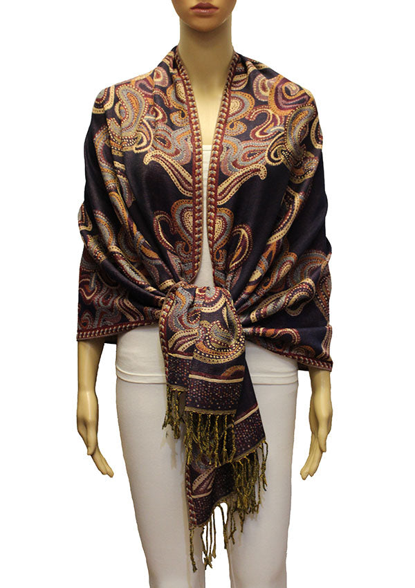 Elegant Paisley Pashmina Shawl-BH2104