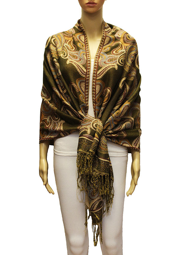 Elegant Paisley Pashmina Shawl-BH2104