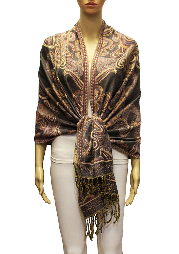 Elegant Paisley Pashmina Shawl-BH2104