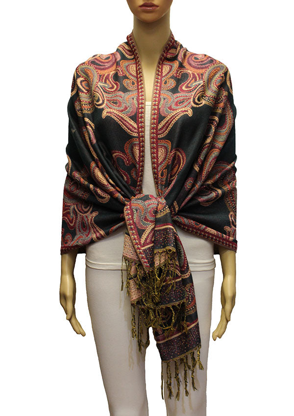 Elegant Paisley Pashmina Shawl-BH2104