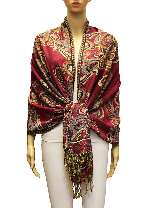 Elegant Paisley Pashmina Shawl-BH2104