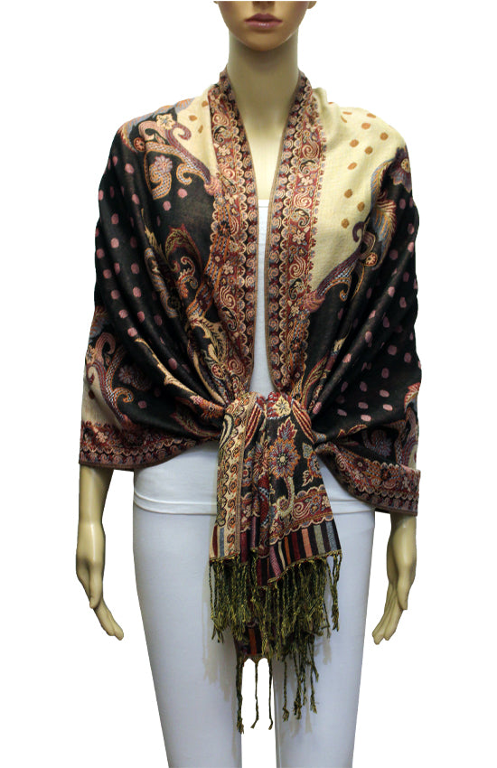 Elegant Paisley & Polka Dot Pashmina-BH2106