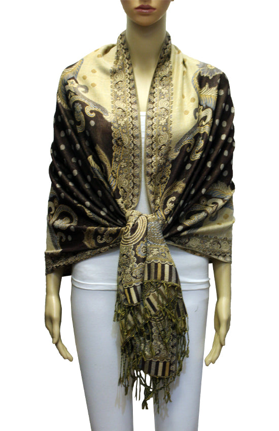 Elegant Paisley & Polka Dot Pashmina-BH2106