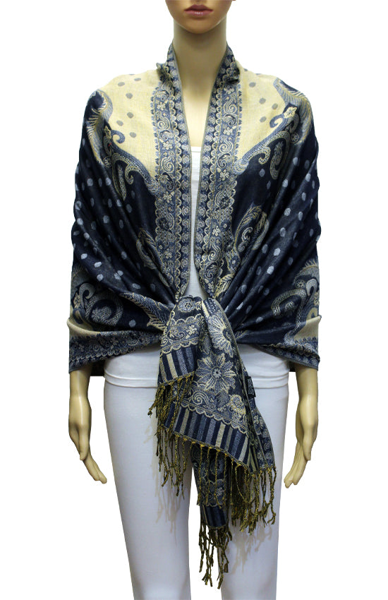 Elegant Paisley & Polka Dot Pashmina-BH2106