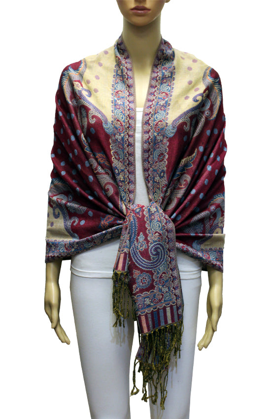 Elegant Paisley & Polka Dot Pashmina-BH2106