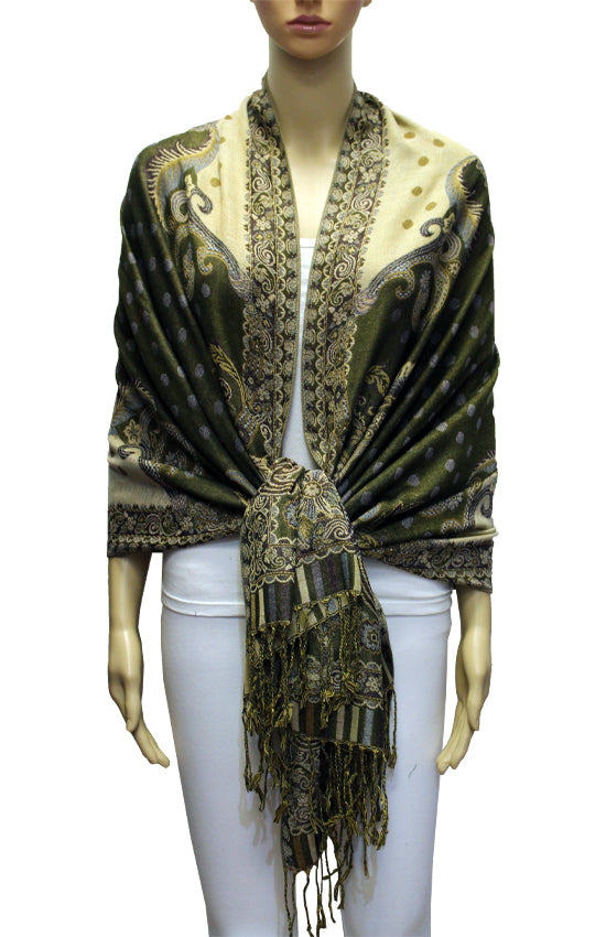 Elegant Paisley & Polka Dot Pashmina-BH2106
