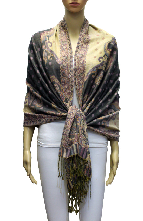 Elegant Paisley & Polka Dot Pashmina-BH2106