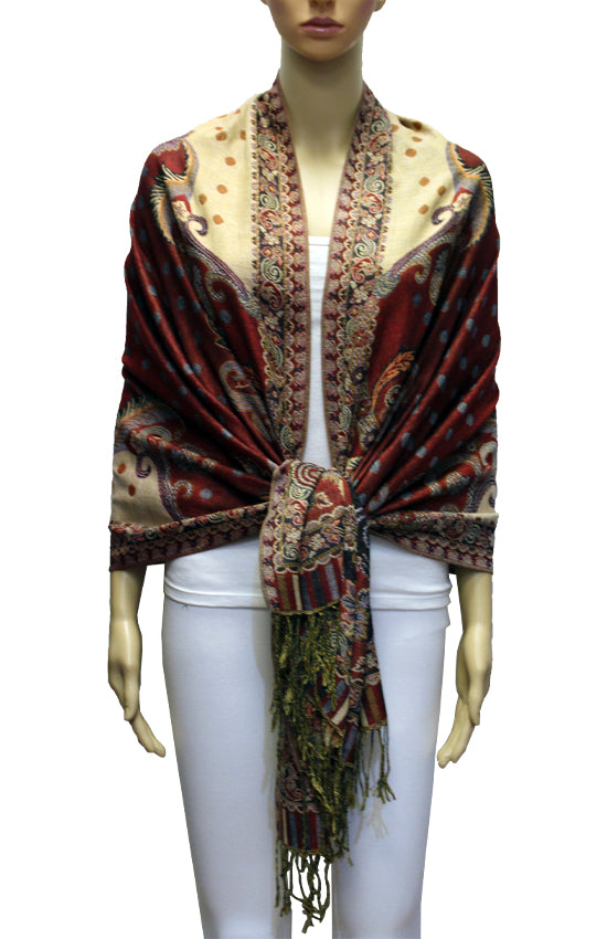 Elegant Paisley & Polka Dot Pashmina-BH2106