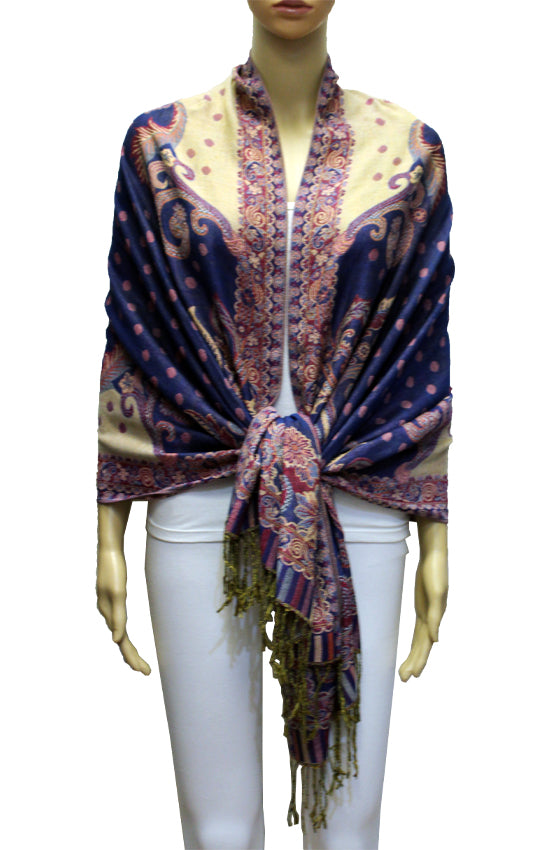 Elegant Paisley & Polka Dot Pashmina-BH2106