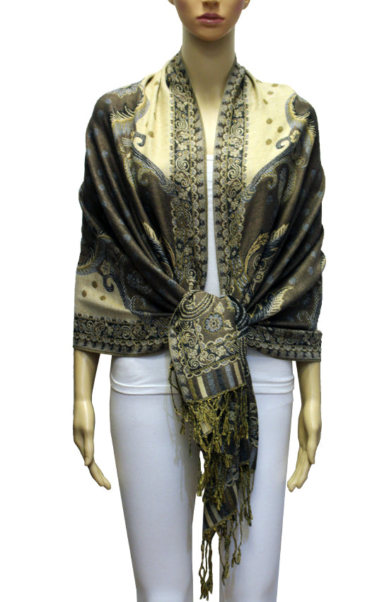 Elegant Paisley & Polka Dot Pashmina-BH2106