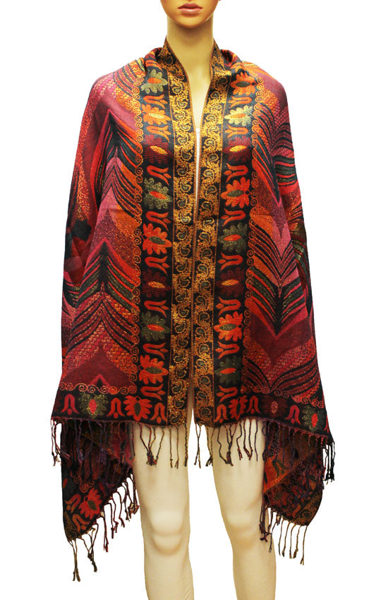 Luxurious Gold-Thread Embroidered Shawl- BH2201
