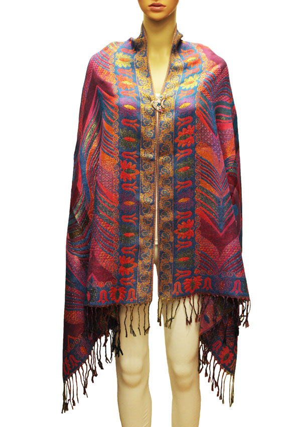 Luxurious Gold-Thread Embroidered Shawl- BH2201