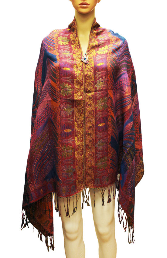 Luxurious Gold-Thread Embroidered Shawl- BH2201