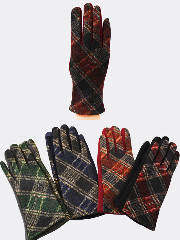 Touchscreen Plaid Winter Gloves-GF1701