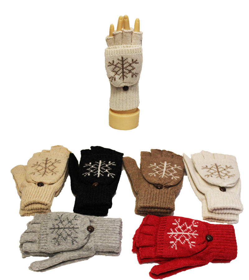 Snowflake Knit Fingerless Gloves-GF1818