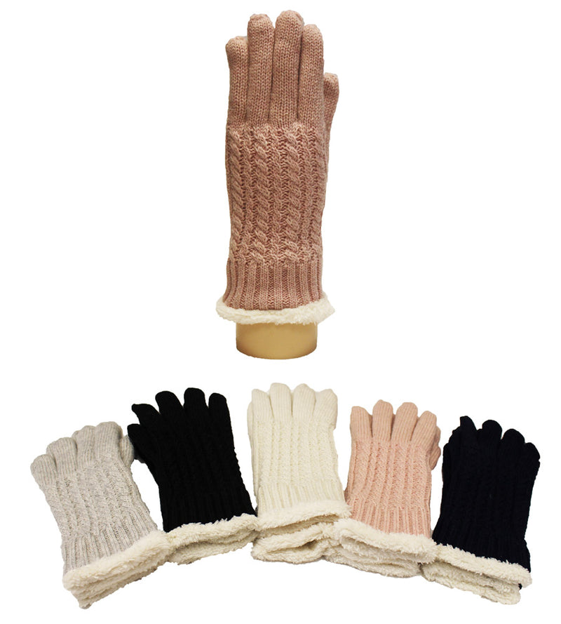 Cable Knit Fleece Gloves-GF1819