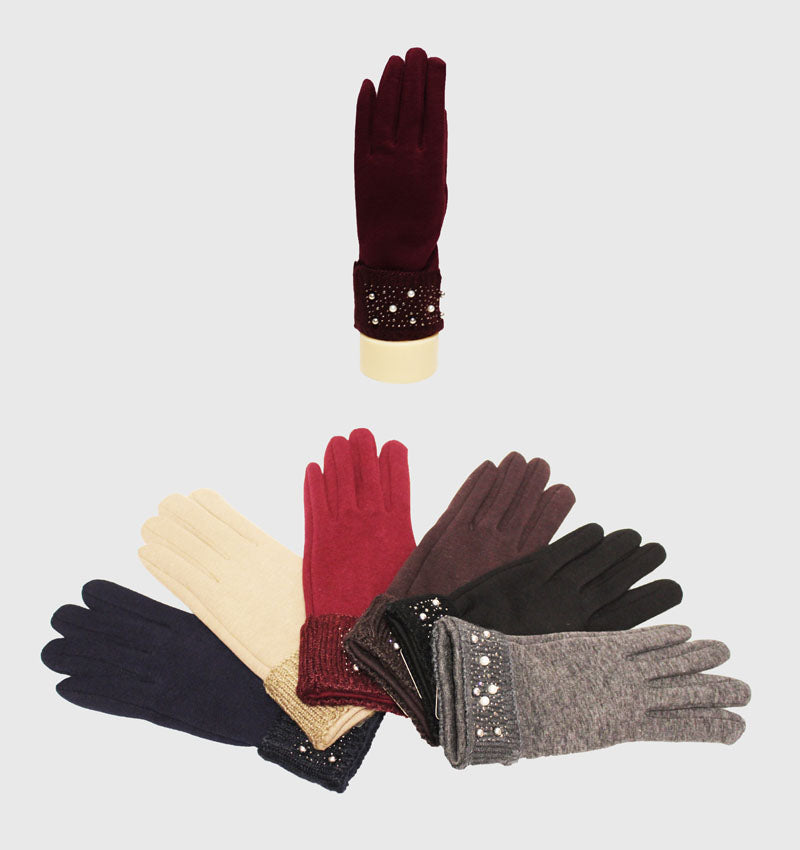 Elegant Gloves with Rhinestones-GF1828
