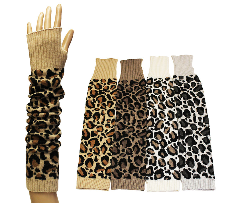 Leopard Knit Arm Warmers-GF1901
