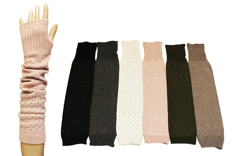 Rhinestone Long Fingerless Gloves-GF1903