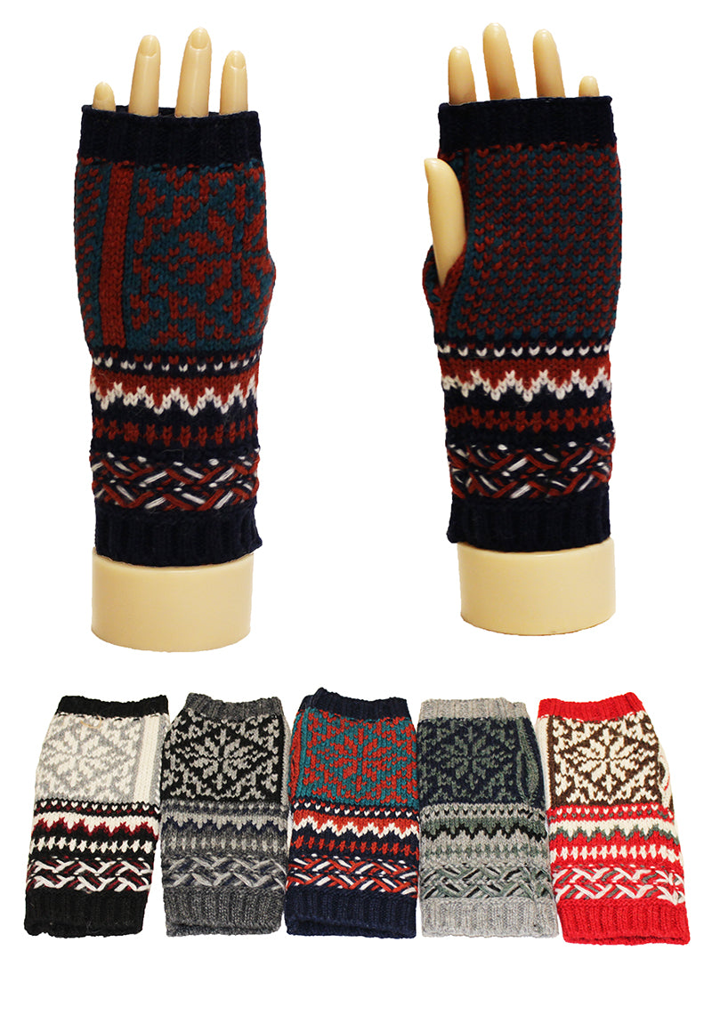 Nordic Knit Fingerless Gloves-GF1911