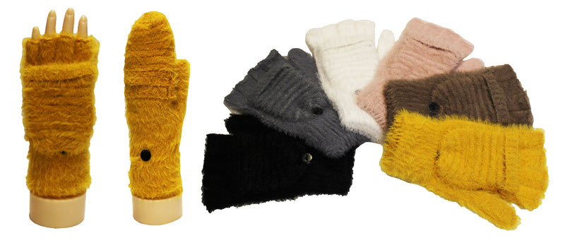 Fuzzy Flip Top Fingerless Gloves-GF1913